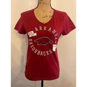 University of Arkansas Razorbacks V Neck Short Sleeve Size Small